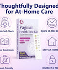6-in-1 Vaginal Health Self Check Kit for Women, At Home pH Balance Monitor, BV and Yeast Screen, Microbiota Health Check, Easy Self Screen for Intimate Wellness, Track Discharge, Odor, Itching Symptoms. Box and test strip shown