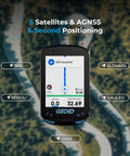 Color Screen Cycling Computer With Wireless GPS Navigation And Reroute Planning displaying GPS and satellite data.