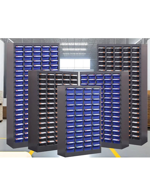 Tough Build Impact Resistant Stainless Steel Hardware Cabinet Featuring Six Spacious Drawers showcased in a workshop setting.
