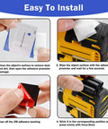 Installation steps for Four Pack Drill Bit Holder Tool Holster For Impact Drivers And Drills With Adhesive Drill Add On.