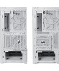 Rear view of LanCool 216 E-ATX PC Case With All-Around Mesh Panels For Crazy Good Airflow, pre-installed 140mm fan, white color
