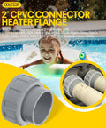 Front view of DearChan 2-Pack 2-inch CPVC heater flange connector with nut kit in gray plastic.