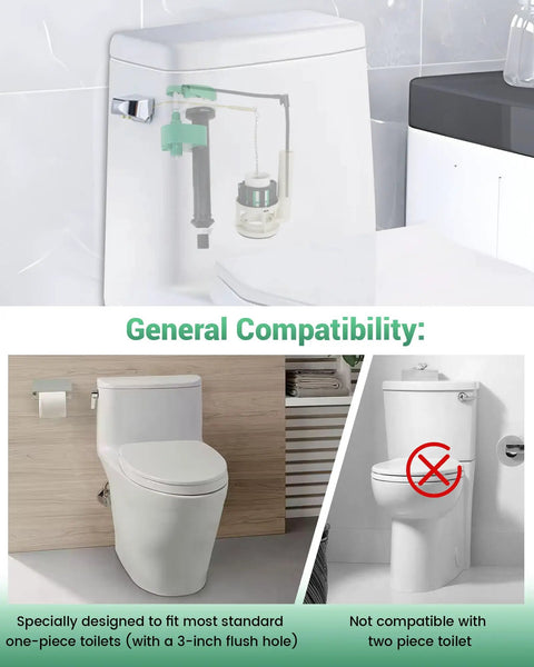 Image showing compatibility of 3 Inch Flush Valve Repair Kit For Most One Piece Toilets With Drain Valve And Gasket for single-piece toilet.