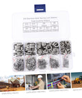 600 Piece Stainless Steel Washer Kit For Automotive, Construction And Industrial Use With Lock Gaskets And Split Washers Built To Last, High Conductivity, Rust Resistant, Easy To Install, Prevents Loosening. 304 stainless steel lock washer kit in case