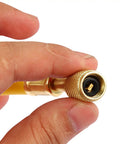 Close-up of gold connector for 3 Piece AC Manifold Gauge Hose Kit For R134A R404A R12 R502 With One Quarter Inch Threads
