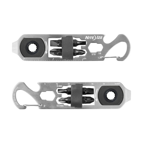 DoohicKey Ratchet Key Tool Keychain Friendly Pocket Multitool with dual-sided ratchet, four bits, and carabiner clip.