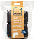 Packaging of 4 large corner protectors for baby safety heavy duty childproofing rubber foam bumper guards adhesive pre-taped Black Onyx.