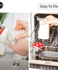 Cool Mushroom Shaped Silicone Funnel Foldable Kitchen Tool being washed and placed in a dishwasher