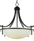 Vitalian Collection 26 Inch Three Light Hanging Pendant In Rubbed Oil Bronze Finish With Wide Glass Dish Shade