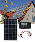 30W Solar Panel Kit With 220W MPPT Inverter For Outdoor Camping, RV And Off Grid Power Supply; solar panel and inverter setup