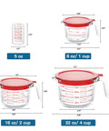 Must Have Glass Measuring Cups Set With Lids, 4 Piece Borosilicate Kitchen Measuring Cups In 5 Oz, 1 Cup, 2 Cup, And 4 Cup Sizes