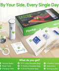 Handheld Vacuum Sealer With 35 Reusable Bags Automatic OneTouch Seal shown with packaging box and accessories on wooden floor