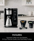 Hot And Cold Brew System With Thermal Carafe All In One Coffee And Tea Maker, Separate Baskets For Coffee And Tea, Black