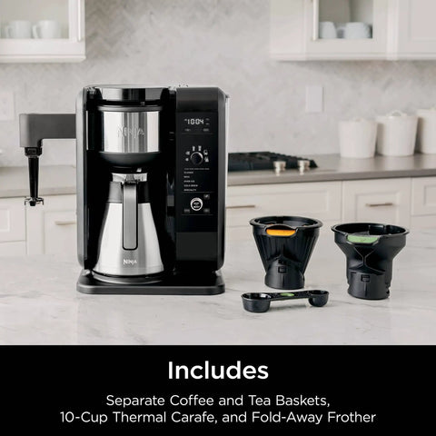 Hot And Cold Brew System With Thermal Carafe All In One Coffee And Tea Maker, Separate Baskets For Coffee And Tea, Black