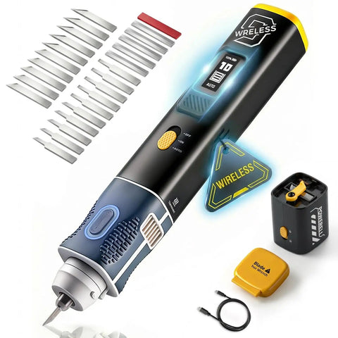 2 In 1 Wireless Ultrasonic Cutter With AI Auto Cooling System, 40kHz Vibration, 35W Power, with accessories including 50 blades