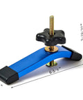 Heavy Duty Aluminum T Track Hold Down Clamps Blue Set With Five Star Knobs And T Bolts, measuring 6-3/8 by 1-1/4 inches for woodworking.