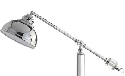 Slick 22-Inch Chrome Metal And Crystal LED Task Lamp With Adjustable Crane Desk Design For Home Office Or Bedroom Nightstand