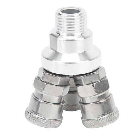 3 Way Quick Connect Air Hose Splitter Universal Type Male Thread Swivel Air Compressor Fittings Round Air Splitter Manifold G1/2 Heavy Duty Quick Lock Explosion Proof Design