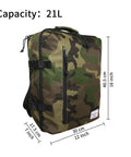 Underseat Carry On Travel Backpack 21L Lightweight Laptop Bag Fits MacBook Pro 16 Underseat Airline Bag Green Camo side view