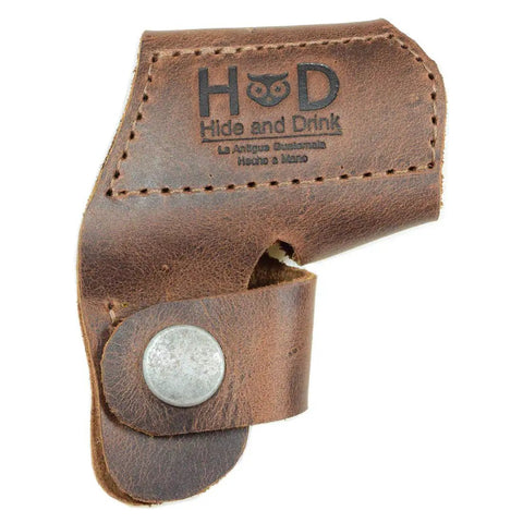 Leather Shift Lever Sock for Motorcycles Full-Grain Bourbon Brown Handmade Shifter Shoe Protection with button closure