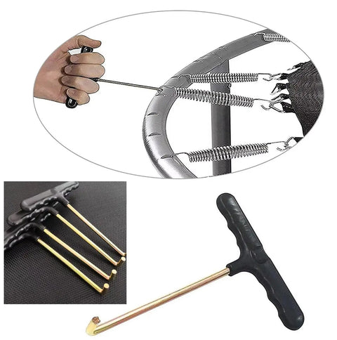 4 Pack Trampoline Spring Puller Tool with T Hook Extension and Ergonomic Handle Grip for easy outdoor setup.