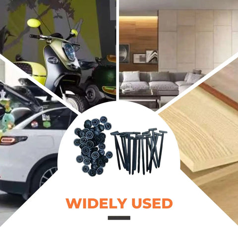 100 Piece Cable Tie Buckle Kit With Nylon Wire Ties Pin And Button Design For Bumper Retainer Clips shown in various uses