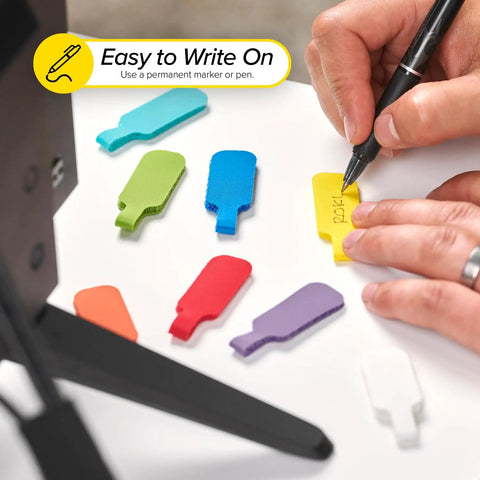 Medium Multi Color Cable Labels 30 Pack Write On Cord Tags, assorted hook-and-loop labels with marker writing