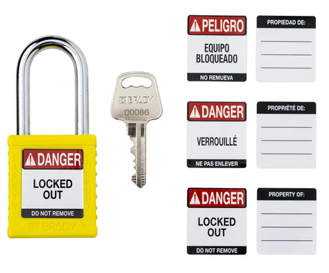 Heavy Duty Lockout Tagout Padlock Set In Bright Yellow Six Pack With Keyed Different Brass Cylinders Durable Nylon Bodies And Steel Shackles For Osha Compliant Industrial Safety Programs Dead Nuts Secure On The Job Site