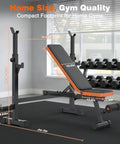 Adjustable Weight Bench With Squat Rack For Home Gym Use 770Lb Heavy Duty Olympic Bench Press in a home gym setting