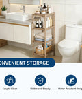Slick Four Tier Bamboo Shelf Freestanding Bathroom Storage Rack Corner Organizer Tight Squeeze Space Saver Vertical Display For Toiletries And Essentials That Actually Knocks Out Clutter In Small Apartments And Keeps Your Space Looking Sharp with toiletries and towels.