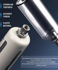 Close-up of Three Eighths Inch NPT Air Filter Regulator with Water and Oil Separator showing plastic material and accurate thread.