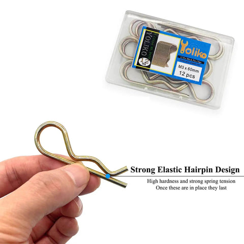 Heavy Duty Hitch Pins R Clips Set 12 Pack M3x60mm Zinc Coated Cotter Pins For Trailers Trucks Mowers And Carts Thick 3mm Wire