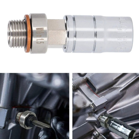 Top Notch M16x1.5 Oil Pan Drain Plug Repair Kit Made From 304 Stainless Steel With Extension Bit And Wrench To Fix Slippery Threads And Get The Job Done Fast On Your Car Today. M16x1.5 stainless oil pan drain plug repair kit with wrench and extension bit