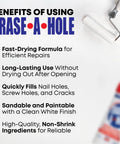 Benefits of Fast Drywall Repair Putty For Quick Wall Hole Fill In Drywall Plaster Or Wood It Smooths Nail Holes Cracks