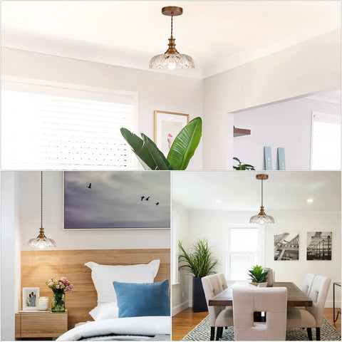 Vintage Flower Pendant Light Fixture For Kitchen Island And Living Room Bedroom Hallway Modern Hanging Lamp With Glass And Metal Shade Cozy Yet Chic Lighting That Elevates Any Space in different room settings