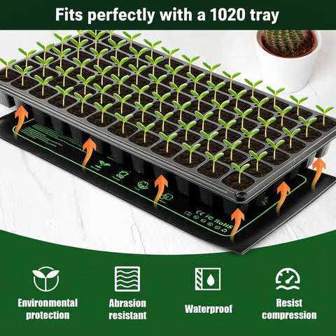4 Pack Graphene Seedling Heat Mats For Plants Waterproof Heating Pads For Seeds Germination And Microgreen Trays Thick And Reusable 20W Fits 1020 Trays
