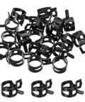20 Piece Fuel Line Clamps Set For Automotive Hoses, black spring band clamps, 14mm size, displayed in pile.