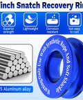 Heavy Duty Winch Snatch Recovery Ring For Off Road Recovery, Premium 7075 Aluminum Alloy, High Break Strength Snatch Block Ring, Rust Resistant And Durable Gear For Tow Ropes, Winches, And Recovery, blue 7075 aluminum ring