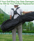 Man carrying a black Ultra Lightweight Waterproof Golf Bag Rain Hood Cover Grab-and-Go All-In-One Universal Fit on golf course