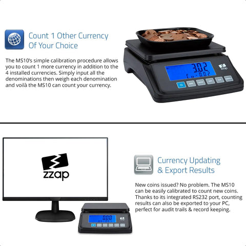 Coin Counting Scale For Fast Cash Counting And Sorting Coins In USD CAD EUR GBP Totals The Value In Seconds With Precision