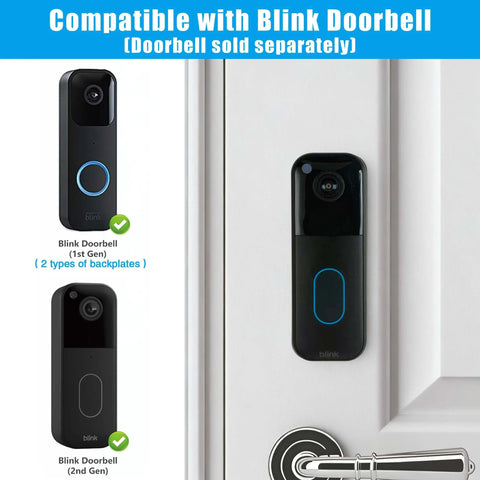 No Drill Adhesive Doorbell Mount With Metal Anti Theft Backplate For Video Doorbell Gen 1 And Gen 2 shown installed on door