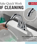 Broadmoor Centerset Chrome Bathroom Faucet With Sprayer 4 Inch 3 Hole Sink Faucet Pull Out Sprayer Push Pop Drain