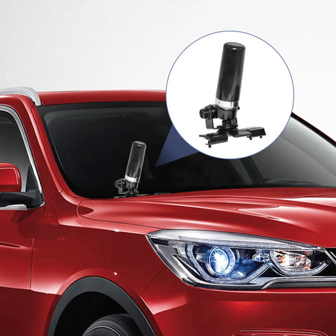 Dual Band Vehicle Ham Radio Antenna 136-174 MHz UHF 400-470 MHz with Lip Mount Bracket on red car hood