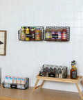 Pegboard Baskets And Bins 4 Pack With 5 S Hooks Wall Mount Storage Bins With Name Plate For Garage Workshop Craft Room Laundry Room Metal Wire Organizer For Tools And Accessories on kitchen wall with spices and condiments organized