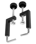 Heavy Duty Aluminum Universal Fence Clamps Two Pack with sturdy steel shafts for secure board holding in workshop jigs.