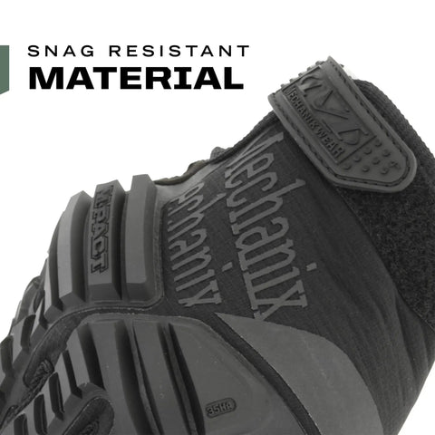M Pact Covert Tactical Gloves with Secure Fit for Men showing snag resistant material detail, black, size X Large