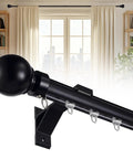 Heavy Duty Wall Mounted Curtain Track System With Silent Glide, Aluminum Bracket, 3.7m Black Rail For Room Divider, Living Room, Bedroom Or Hospital, Easy Install Segmented Track With Pulleys, Side Covers And Screws Included mounted with curtains