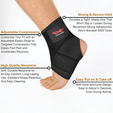 Side view of Two Pack Breathable Ankle Brace for sprained ankles with 360-degree support and adjustable compression on ankle