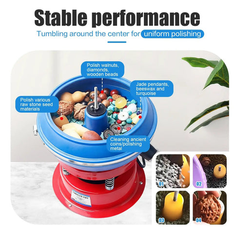 Electric Jewelry Polisher Vibrating Tumbler For Rings And Necklaces with rubber barrel displaying polishing process