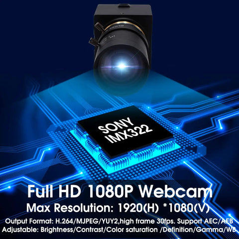 Crystal Clear 1080P USB Web Camera with Sony IMX322 sensor and digital components for industrial machine vision applications.